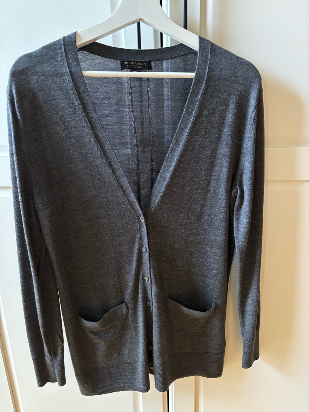 Banana Republic Charcoal Gray V-Neck Button Cardigan